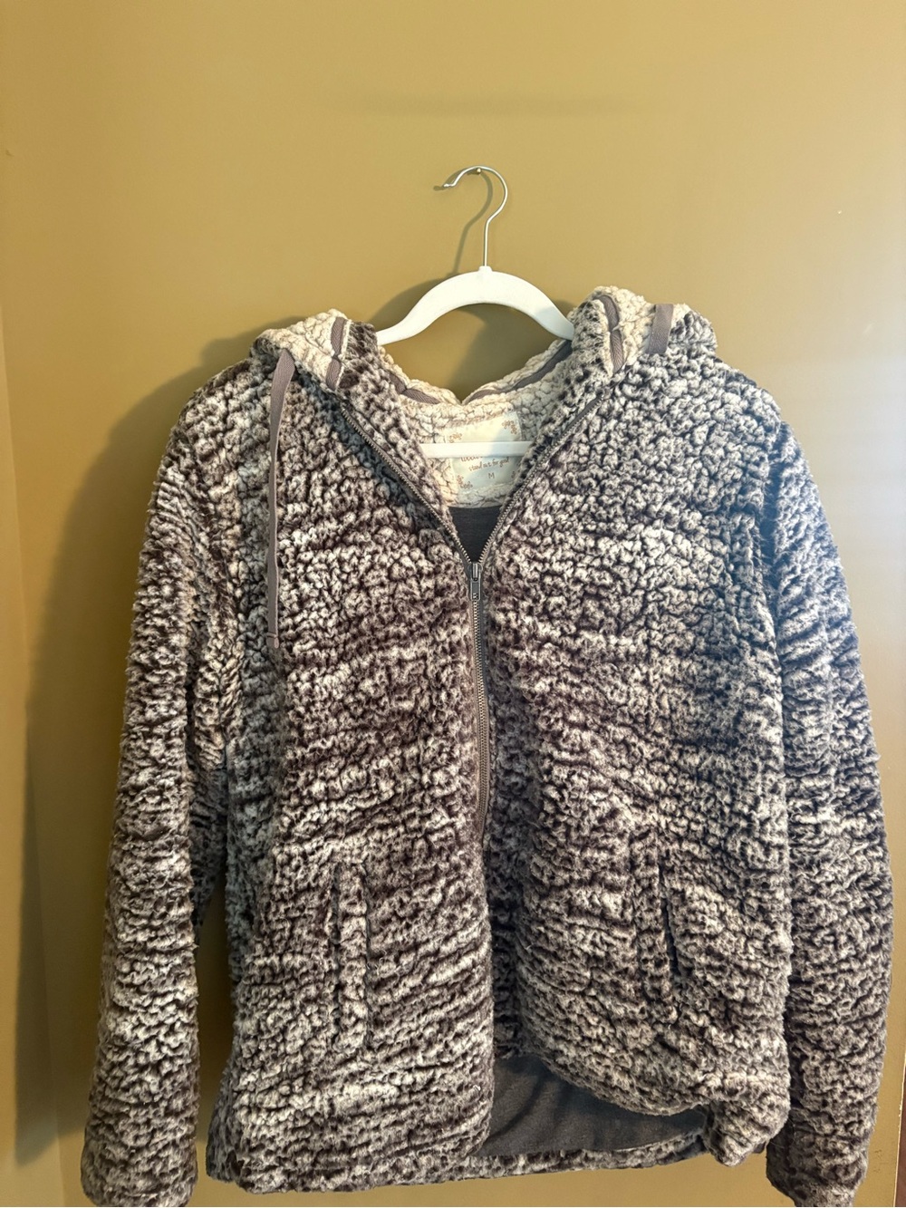 Altar'd State Gray Plush Sherpa Zip Hoodie